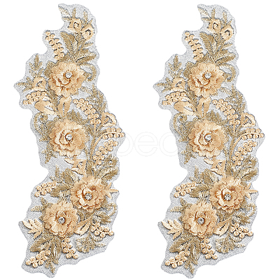 Polyester Embroidery Lace Cloth Patches AJEW-WH20070-069A-1