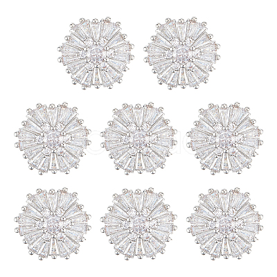 1-Hole Brass Micro Pave Clear Cubic Zirconia Shank Button BUTT-WR0001-07-1
