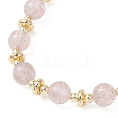 Natural Strawberry Quartz Round Beaded Bracelets for Women BJEW-JB13123-01-1