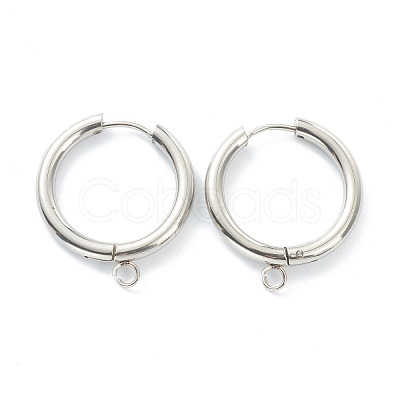 Tarnish Resistant 201 Stainless Steel Huggie Hoop Earring Findings STAS-P283-01K-P-1
