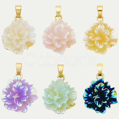 12Pcs 6 Colors UV Plating Brass Pendants KK-BBC0018-81-1