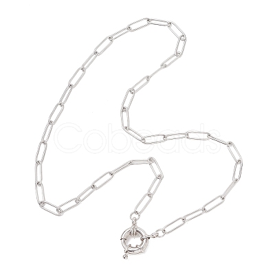 304 Stainless Steel Paperclip Chain Necklaces for Women NJEW-JN06034-02-1