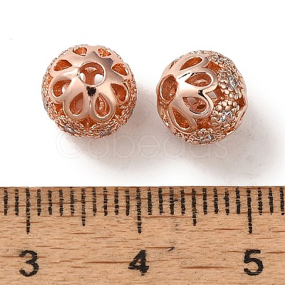 Rack Plating Brass Pave Cubic Zirconia Beads KK-M285-32C-RG-1