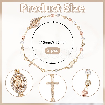 2Pcs Brass Beads Link Bracelets BJEW-GO0001-33-1
