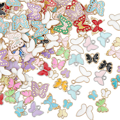 120Pcs 6 Styles Alloy Enamel Pendants ENAM-SC0007-03B-1