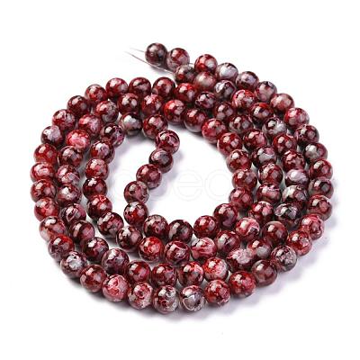 Opaque Spray Painted Glass Beads Strands GLAA-WH0015-43E-1