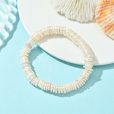 Electroplated Shell Pearl Heishi Beads Stretch Bracelets BJEW-JB14159-1