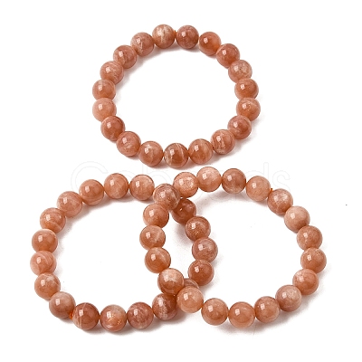 10MM Natural Sunstone Round Beaded Stretch Bracelets for Women GG-CBA3F02-11B-1