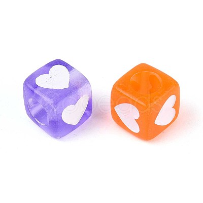 Spray Painted Transparent Acrylic Beads OACR-N140-02-1