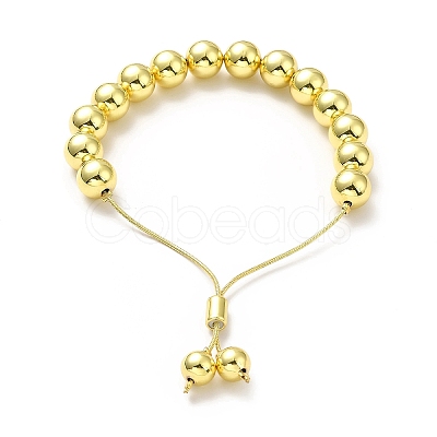 Rack Plating Brass Round Bead Slider Bracelets for Women X-BJEW-M232-01G-D-1