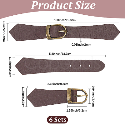 6 Sets PU Leather Toggle Buckles FIND-CL0002-15B-1