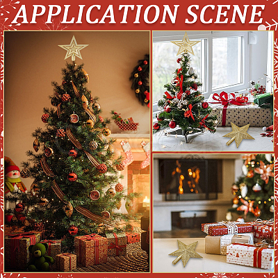 4Pcs 4 Styles Star Plastic Christmas Tree Topper Ornaments AJEW-CN0002-76-1