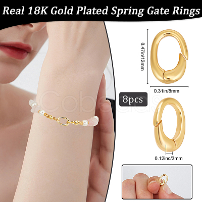 8Pcs Rack Plating Brass Spring Gate Rings KK-BBC0014-14-1