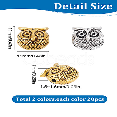 40Pcs 2 Style Tibetan Style Alloy Beads TIBEB-LP0001-72-1