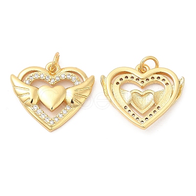 Brass Micro Pave Cubic Zirconia Pendants KK-P236-20G-1