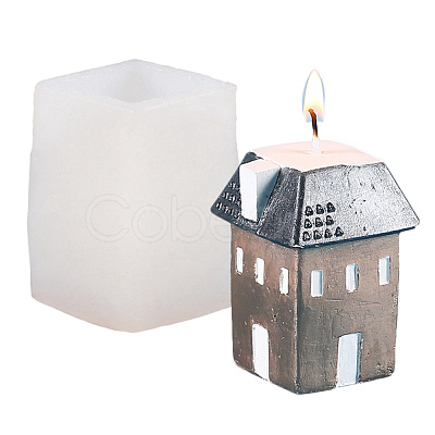 Christmas Theme DIY House Candle Silicone Molds DIY-G049-02-1