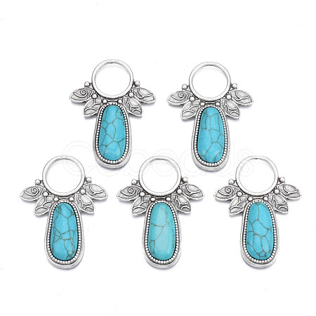 Synthetic Turquoise Cabochon Settings for Enamel PALLOY-N157-029-1