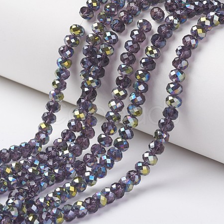 Electroplate Transparent Glass Beads Strands EGLA-A034-T8mm-S07-1