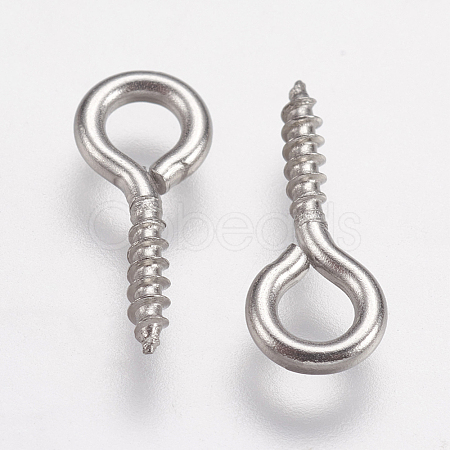 Tarnish Resistant 304 Stainless Steel Screw Eye Pin Peg Bails X-STAS-K171-52P-12x5mm-1