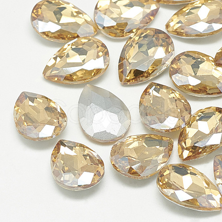 Pointed Back Glass Rhinestone Cabochons RGLA-T081-10x14mm-06-1
