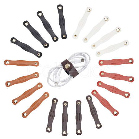 20Pcs 5 Colors PU Leather Data Cables Storage Bands AJEW-GF0008-50-1