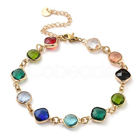 Colorful Glass Link Chain Bracelets BJEW-B075-02-1