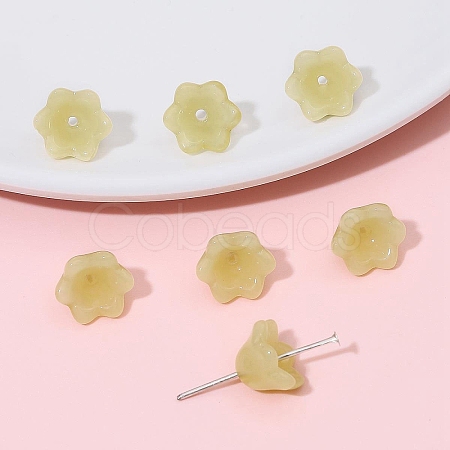 10Pcs Gradient Color Transparent Glass Bead Caps PW-WG464DA-10-1