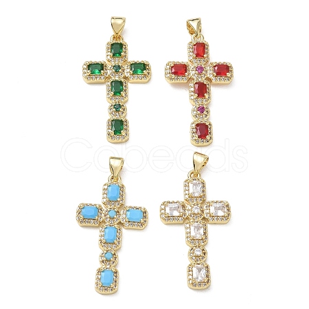 Brass Micro Pave Cubic Zirconia Pendants KK-CBA56EF-32G-1