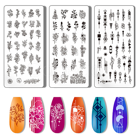 Stainless Steel DIY Nail Art Templates MRMJ-WH0092-014-1