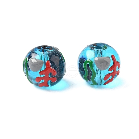 Ocean Theme Handmade Glass Enamel Beads LAMP-D304-02F-1