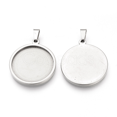 Non-Tarnish 304 Stainless Steel Pendant Cabochon Settings X-STAS-S073-05P-1