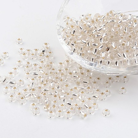 6/0 Round Silver Lined Round Hole Glass Seed Beads X-SEED-A005-4mm-21-1
