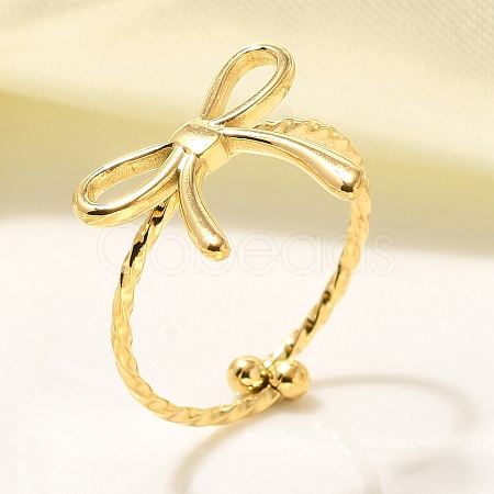 304 Stainless Steel Open Cuff Ring for Women LS-RJEW-B109-01G-02-1