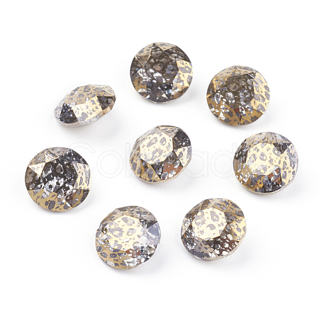 Pointed Back & Back Plated Glass Rhinestone Cabochons RGLA-J012-8mm-001GP-1