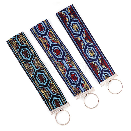 3Pcs Vintage Polyester Ribbon Keychain KEYC-TAC00048-1