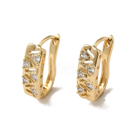 Brass Micro Pave Cubic Zirconia Hoop Earring EJEW-L271-10KCG-03-1
