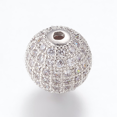 Brass Micro Pave Cubic Zirconia Beads ZIRC-E134-12mm-04P-1