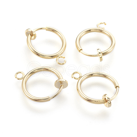 Brass Clip-on Hoop Earrings KK-L169-06G-1