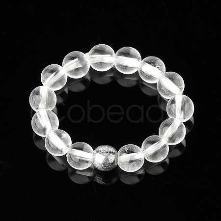 4MM Round Natural Quartz Crystal Beaded Stretch Rings VM0712-15-1