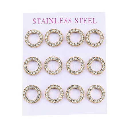 PVD Vacuum Plating 304 Stainless Steel Stud Earrings EJEW-C099-09G-02-1