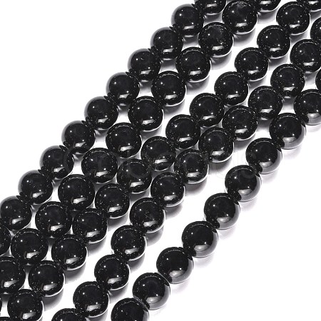 Synthetic Black Stone Beads Strands GSR12mmC044-1