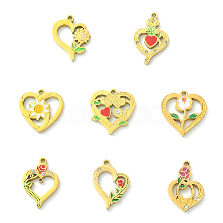 8Pcs 8 Styles 304 Stainless Steel Pendants STAS-CJ0003-44-1