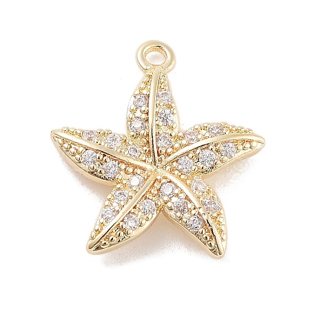 Brass Pave Clear Cubic Zirconia Pendants X-KK-Z061-09G-01-1