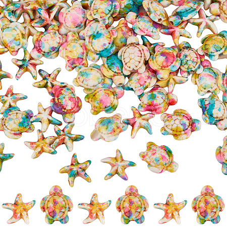 100Pcs 2 Styles Synthetic Turquoise Dyed Beads G-SC0003-28B-1