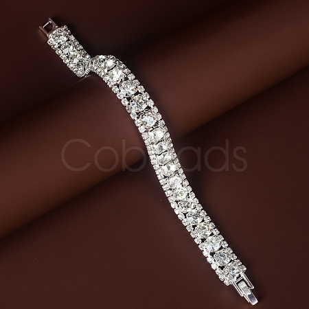 Square Alloy Rhinestone Cup Chain Bracelets for Women WG1D83C-06-1