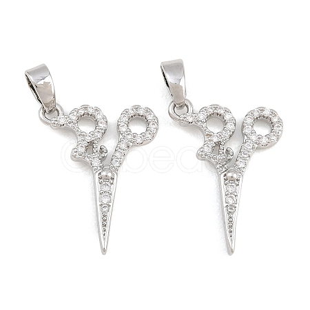 Brass Micro Pave Clear Cubic Zirconia Pendants CU-CBA9AB3-19P-1