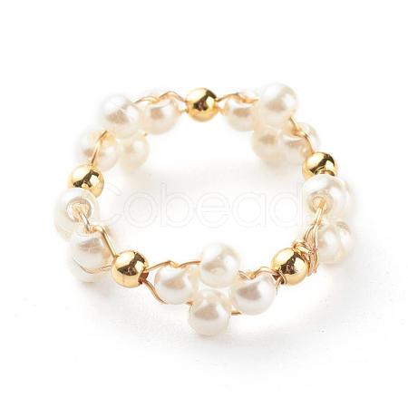 Glass Pearl Beads Finger Rings RJEW-TA00005-1