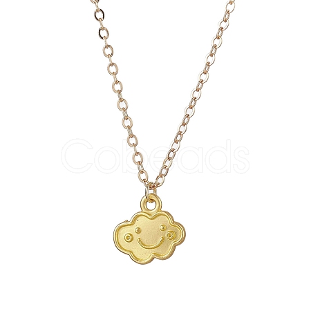 Cloud Face Alloy with Brass Pendant Necklaces NJEW-JN04907-1