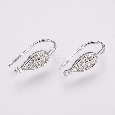 Brass Micro Pave Cubic Zirconia Earring Hooks X-ZIRC-K075-38P-1
