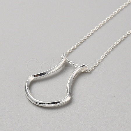 Zinc Alloy Teardrop Pendant Necklace with Steel Cable Chains NJEW-WH0002-97S-1